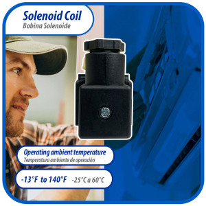Appli Parts APSOV-024C Bobina Valvula Solenoide DC 24 V, 50/60 Hz, compatible con todos los refrigerantes fluorados CFC, HCFC y HFC, valvula no incluida
