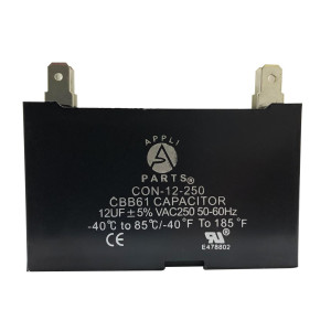 Appli Parts CAP-12-250 Condensador Capacitor de ventilador 12 mfd (microfaradios) uf 250VAC con conectores compatible con cualquier marca de igual capacitancia 5.8 Ancho, 2.2 Profundidad, 4.3 cm Alto