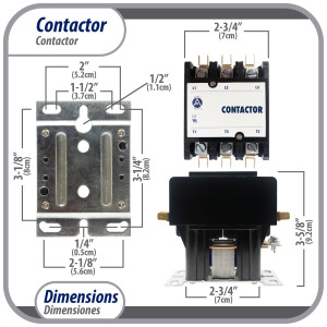 Appli Parts APAC-360240 Contactor 3 Polos 60A 240V Bobina Repuesto para Compresores de CA y Aplicaciones Electricas Certificacion UL E476929 de Trabajo Pesado