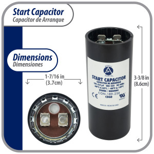 Appli Parts Condensador Capacitor Arranque 189-227 Mfd (microfaradios) uF 250 VAC remplazo universal para motores electricos de distintas aplicaciones 3.7cm Diametro 8.6cm Alto CON-189-250
 Appli Parts Condensador Capacitor Arranque 189-227 Mfd (microfaradios) uF 250 VAC remplazo universal para motores electricos de distintas aplicaciones 3.7cm Diametro 8.6cm Alto CON-189-250