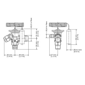 Danfoss 068Z3403 Cuerpo de Valvula de Expansion TE 2 para R404 R507A Ecualizacion Externa 3/8 x 1/2 x 1/4 Flare, Capacidad desde 1/6 a 4-1/2 tons, capacidad segun Orificio de venta separada, 068Z3555