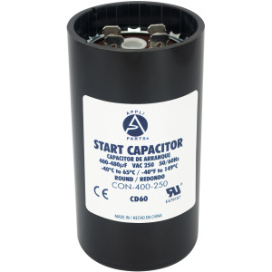 Appli Parts Condensador Capacitor Arranque 400-480 Mfd (microfaradios) uF 250 VAC remplazo universal para motores electricos de distintas aplicaciones 4.6cm Diametro 8.6cm Alto CON-400-250
 Appli Parts Condensador Capacitor Arranque 400-480 Mfd (microfaradios) uF 250 VAC remplazo universal para motores electricos de distintas aplicaciones 4.6cm Diametro 8.6cm Alto CON-400-250