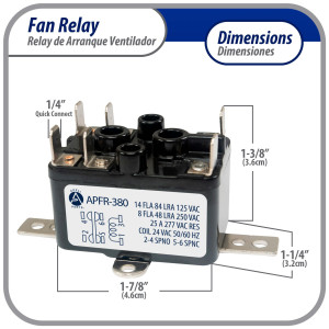 Appli Aprts APFR-380 Rele de ventilador 90-380 de conmutacion de Fan Relay, SPST, Polo Sencillo, Tiro Sencillo, bobina de 24 V, CA, Normalmente Abierto,Normalmente Cerrado, Soporte de ajuste multiple, Aplicacion Universal Appli Aprts APFR-380 Rele de ventilador 90-380 de conmutacion de Fan Relay, SPST, Polo Sencillo, Tiro Sencillo, bobina de 24 V, CA, Normalmente Abierto,Normalmente Cerrado, Soporte de ajuste multiple, Aplicacion Universal