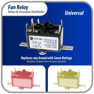 Appli Aprts APFR-380 Rele de ventilador 90-380 de conmutacion de Fan Relay, SPST, Polo Sencillo, Tiro Sencillo, bobina de 24 V, CA, Normalmente Abierto,Normalmente Cerrado, Soporte de ajuste multiple, Aplicacion Universal Appli Aprts APFR-380 Rele de ventilador 90-380 de conmutacion de Fan Relay, SPST, Polo Sencillo, Tiro Sencillo, bobina de 24 V, CA, Normalmente Abierto,Normalmente Cerrado, Soporte de ajuste multiple, Aplicacion Universal
