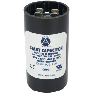 Appli Parts Condensador Capacitor Arranque 108-130 Mfd (microfaradios) uF 250 VAC remplazo universal para motores electricos de distintas aplicaciones 3.7cm Diametro 7cm Alto CON-108-250
 Appli Parts Condensador Capacitor Arranque 108-130 Mfd (microfaradios) uF 250 VAC remplazo universal para motores electricos de distintas aplicaciones 3.7cm Diametro 7cm Alto CON-108-250
