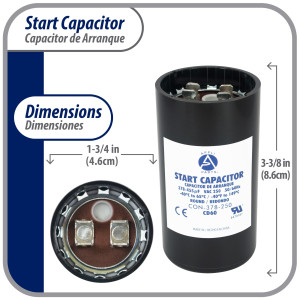 Appli Parts Condensador Capacitor Arranque 378-455 Mfd (microfaradios) uF 250 VAC remplazo universal para motores electricos de distintas aplicaciones 4.6cm Diametro 8.6cm Alto CON-468-250
 Appli Parts Condensador Capacitor Arranque 378-455 Mfd (microfaradios) uF 250 VAC remplazo universal para motores electricos de distintas aplicaciones 4.6cm Diametro 8.6cm Alto CON-468-250