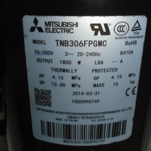Compresor Inverter Mitsubishi Tnb306fpgmc R410a 11103020000126 / 201401500220 / 11103020000002 / 201401510160
Sirve: Emvrf50c00b / Eddm036c16b Compresor Inverter Mitsubishi Tnb306fpgmc R410a 11103020000126 / 201401500220 / 11103020000002 / 201401510160
Sirve: Emvrf50c00b / Eddm036c16b