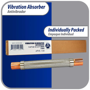 Appli Parts APVE-158 Antivibrador 1-5/8 pulg Soldable Eliminador de Vibracion 43cm Largo 400psi presion maxima de trabajo y 3.265psi presion de rotura Appli Parts APVE-158 Antivibrador 1-5/8 pulg Soldable Eliminador de Vibracion 43cm Largo 400psi presion maxima de trabajo y 3.265psi presion de rotura