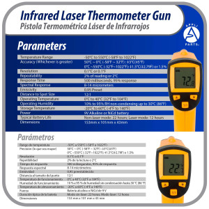 Appli Parts APTT-DLD Termometro Pistola Laser Infrarrojo -50 C a 550 C para aplicaciones de Refrigeracion y Calefaccion Appli Parts APTT-DLD Termometro Pistola Laser Infrarrojo -50 C a 550 C para aplicaciones de Refrigeracion y Calefaccion