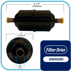 Appli Parts APFD-083S Filtro Secador 3/8 pulg para linea Liquido para Sistemas de Refrigeracion y aire acondicionado 083S ODF Soldable Universal Unidireccional 140mm Largo 51mm Ancho Appli Parts APFD-083S Filtro Secador 3/8 pulg para linea Liquido para Sistemas de Refrigeracion y aire acondicionado 083S ODF Soldable Universal Unidireccional 140mm Largo 51mm Ancho