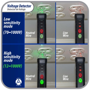 Appli Parts APET-TE1 Detector probador de voltaje de AC sin contacto con linterna LED y alarma de zumbador, para deteccion de cables vivos y neutros en circuitos de CA 12-1000 V Appli Parts APET-TE1 Detector probador de voltaje de AC sin contacto con linterna LED y alarma de zumbador, para deteccion de cables vivos y neutros en circuitos de CA 12-1000 V