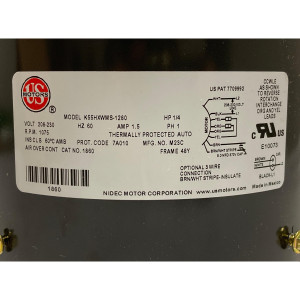 US Motors 1860 Motor para Unidad Condensadora de Aire Acondicionado 1/4HP 1075 rpm, 6 polos, 1 eje, TEAO Cerramiento, 1 velocidad 5.6 diametro, Reversible, 208-230 V, 60 hz, 1 ph, 5 mfd/370 VAC Capacitor K055WMS1280012B US Motors 1860 Motor para Unidad Condensadora de Aire Acondicionado 1/4HP 1075 rpm, 6 polos, 1 eje, TEAO Cerramiento, 1 velocidad 5.6 diametro, Reversible, 208-230 V, 60 hz, 1 ph, 5 mfd/370 VAC Capacitor K055WMS1280012B