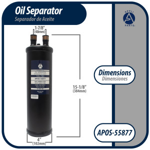 Appli Parts APOS-55877 Separador de Aceite 7/8 pulg ODF Soldable, CFC,HCFC,HFC,R22,R407C,R502,R134a,R404A,R507, Temperatura de trabajo desde -10 C a 130 C