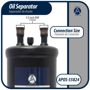 Appli Parts APOS-55824 Separador de Aceite 1/2 pulg ODF Soldable, CFC,HCFC,HFC,R22,R407C,R502,R134a,R404A,R507, Temperatura de trabajo desde -10 C a 130 C Appli Parts APOS-55824 Separador de Aceite 1/2 pulg ODF Soldable, CFC,HCFC,HFC,R22,R407C,R502,R134a,R404A,R507, Temperatura de trabajo desde -10 C a 130 C