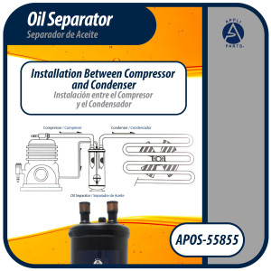 Appli Parts APOS-55855 Separador de Aceite 5/8 pulg ODF Soldable, CFC,HCFC,HFC,R22,R407C,R502,R134a,R404A,R507, Temperatura de trabajo desde -10 C a 130 C Appli Parts APOS-55855 Separador de Aceite 5/8 pulg ODF Soldable, CFC,HCFC,HFC,R22,R407C,R502,R134a,R404A,R507, Temperatura de trabajo desde -10 C a 130 C