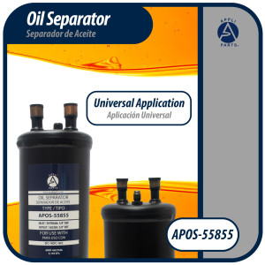 Appli Parts APOS-55855 Separador de Aceite 5/8 pulg ODF Soldable, CFC,HCFC,HFC,R22,R407C,R502,R134a,R404A,R507, Temperatura de trabajo desde -10 C a 130 C