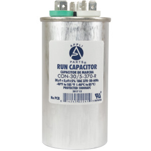 Appli Parts Condensador Capacitor de Marcha 30+5 Mfd uF (microfaradios) 370VAC CBB65 Universal Aire acondicionado y otras aplicaciones Redondo UL E476928 10.8cm Alto 5cm Ancho CON-30/5-370-R