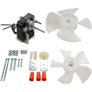 Appli Parts APFM-670 1/130 Hp Motor Ventilador, 110 V, 50/60 Hz, 3000 rpm, rotacion Reversible, Kit Universal, eje 3/16 in x 1-1/4 in largo, incluye 2 Aspa 4 y 5.5 in , UL, Remplaza NUV-670, SM670
