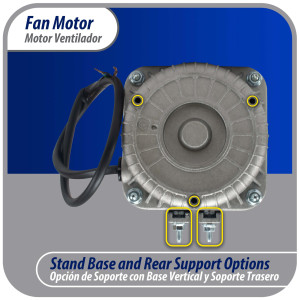 Appli Parts APFM-252E Motor Ventilador 25W Condensador y Evaporador 220V 60Hz 1.0A, Incluye Aspa de Aluminio de 30cm y Base de Montaje, Repuesto Universal para Equipos de Refrigeracion Comercial