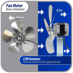 Appli Parts APFM-252E Motor Ventilador 25W Condensador y Evaporador 220V 60Hz 1.0A, Incluye Aspa de Aluminio de 30cm y Base de Montaje, Repuesto Universal para Equipos de Refrigeracion Comercial