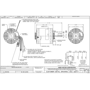 US Motors 8907 Motor 1 HP 1075 RPM 208-230 V 1 Ph OAO 3 Velocidades, Marco 5.6, Eje 1/2 in, Rotacion CCW Reversible, 6 Polos, Incluye Capacitor de Marcha 20 MFD 370 VAC, K055TAK8137012B