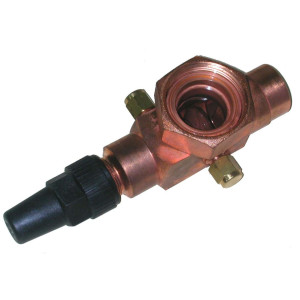 Danfoss 8168030 V05 1-1/4 pulg Rotolock x 7/8 ODF Soldable, Valvula de Servicio para Compresores