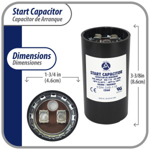 Appli Parts Condensador Capacitor Arranque 540-648 Mfd (microfaradios) uF 110-125 VAC remplazo universal para motores electricos de distintas aplicaciones 4.6cm Diametro 8.6cm Alto CON-540-110
 Appli Parts Condensador Capacitor Arranque 540-648 Mfd (microfaradios) uF 110-125 VAC remplazo universal para motores electricos de distintas aplicaciones 4.6cm Diametro 8.6cm Alto CON-540-110