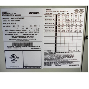 Evaporadora Tipo Gabinete 120.000btu R410 208-230v/60hz/3ph Trane Alta Eficiencia (Doble Circuito) Evaporadora Tipo Gabinete 120.000btu R410 208-230v/60hz/3ph Trane Alta Eficiencia (Doble Circuito)