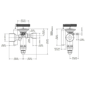 Danfoss 067N2034 18TR Valvula de Expansion Termostatica, TGE, R22,R407C, 7/8x1-3/8 pulg Soldable, ODF, 1/4 pulg Ecualizacion Externa, Bi-flow, -25 a 10 C, remplaza 067N2014