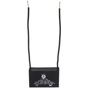 Appli Parts CAP-3.5-250-2C Condensador Capacitor de ventilador 3.5 mfd (microfaradios) uf 250VAC con 2 cables compatible con cualquier marca de igual capacitancia 4.7cm Ancho 1.4cm Prof. 2.8cm Alto
