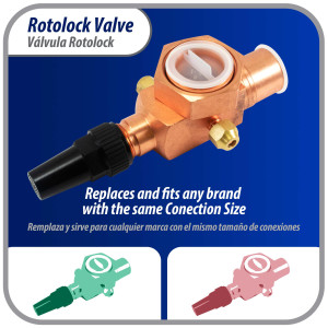 Appli Parts APRV-VA02 Valvula Rotolock V02 1-3/4 pulg x 1-1/8 pulg Soldable con puertos de acceso de 1/4 pulg Universal para sistemas de refrigeracion y aire acondicionado Appli Parts APRV-VA02 Valvula Rotolock V02 1-3/4 pulg x 1-1/8 pulg Soldable con puertos de acceso de 1/4 pulg Universal para sistemas de refrigeracion y aire acondicionado