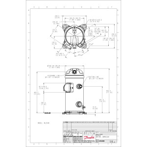Danfoss MLZ048T2LQ9A 6.5 HP MBP Compresor Scroll para Refrigeracion 208-230/3/60 (V/Ph/Hz) R404, R407, R507, R452, R134, R513, R22, R448, R449 Valvulas Rotolock V05, V04, Aciete POE 121L8807