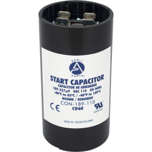 Appli Parts CON-189-110 Capacitor de Arranque 189-227 MFD (microfaradios) uF, 110-125 VAC. Universal para Motores Electricos, condensador de arranque de 3.7 cm de Diametro, 7 cm de Alto