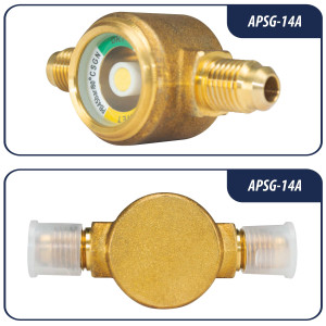 Appli Parts APSG-14A Visor de Liquido 1/4 pulg Flare e Indicador de Humedad con conexiones Rosca con cuerpo solido para Sistemas de Refrigeracion y Aire Acondicionado compatible con refrigerantes CFC, HCFC, HFC Appli Parts APSG-14A Visor de Liquido 1/4 pulg Flare e Indicador de Humedad con conexiones Rosca con cuerpo solido para Sistemas de Refrigeracion y Aire Acondicionado compatible con refrigerantes CFC, HCFC, HFC